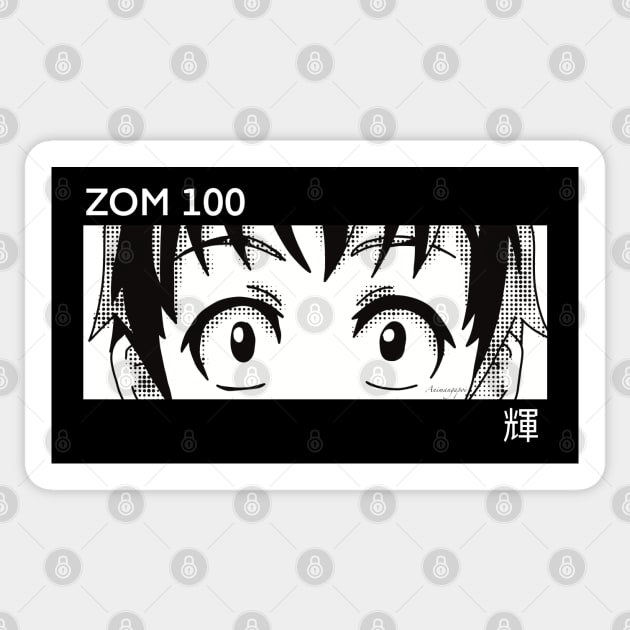 Akira Tendou from Zom 100 Bucket List of the Dead or Zombie ni Naru made ni Shitai 100 no Koto Anime Eyes Boy Character in Aesthetic Pop Culture Art with His Awesome Japanese Kanji Name - Black Sticker by Animangapoi